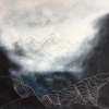 "New beginning" mountain and lake painting by Annabelle Ozanne